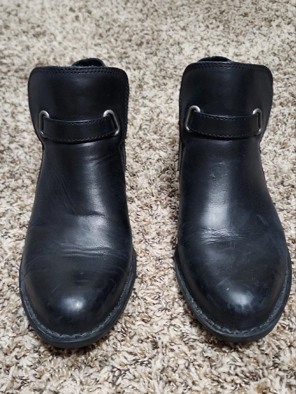 Børn Jem Classic Black Leather Harness Ankle Boots Size 9.5 Goth Moto Edgy